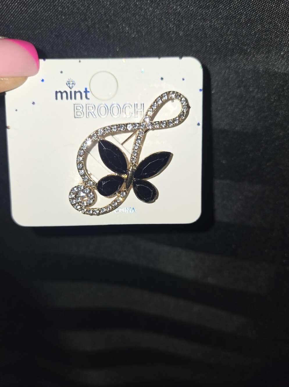 NIP Rhinestone Butterfly Brooch Pin